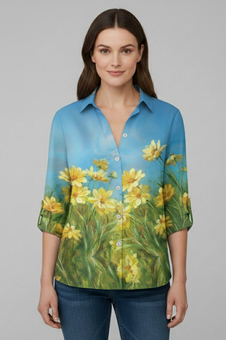 Corienne | Women's Printed Button Front Blouse