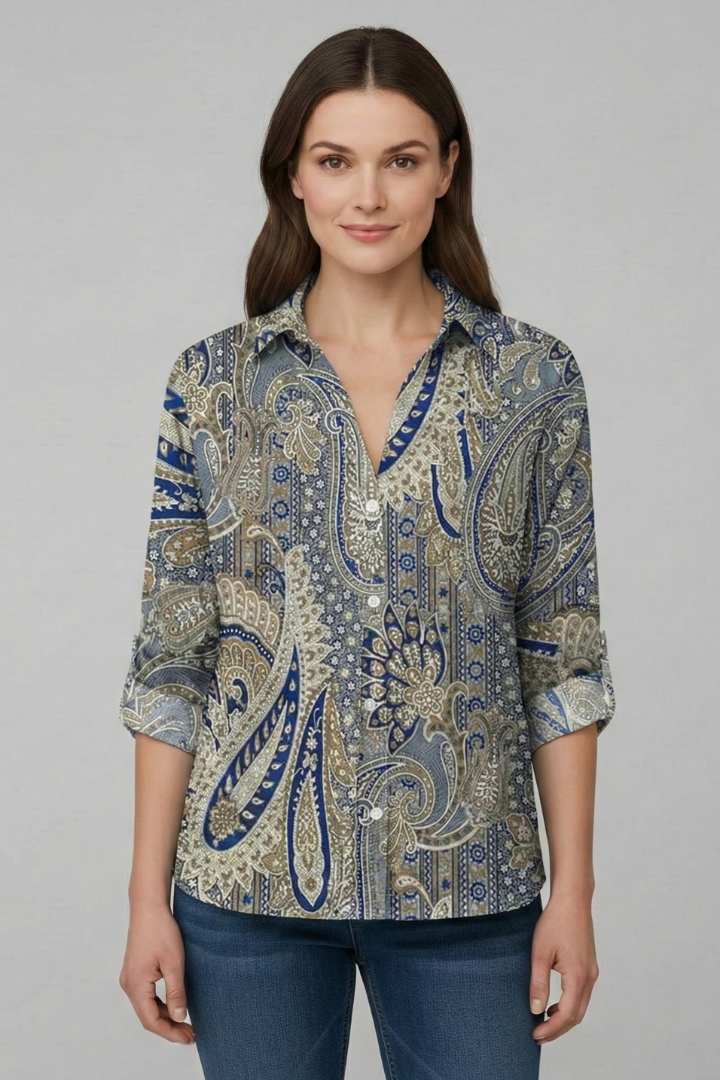 Corienne | Women's Printed Button Front Blouse
