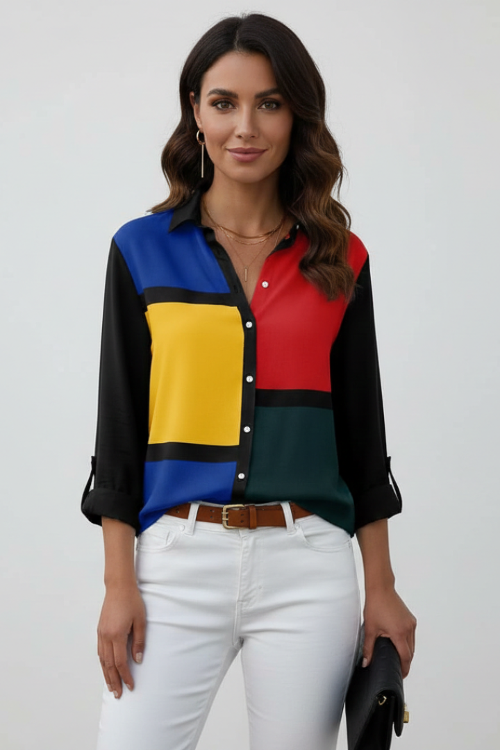 Corienne | Women's Printed Button Front Blouse