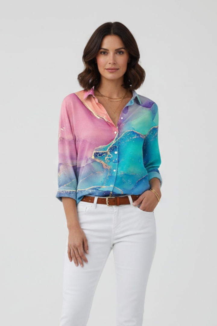 Corienne | Women's Printed Button Front Blouse