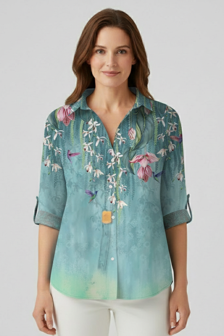 Velorette | Women's Mandala Print Button Blouse