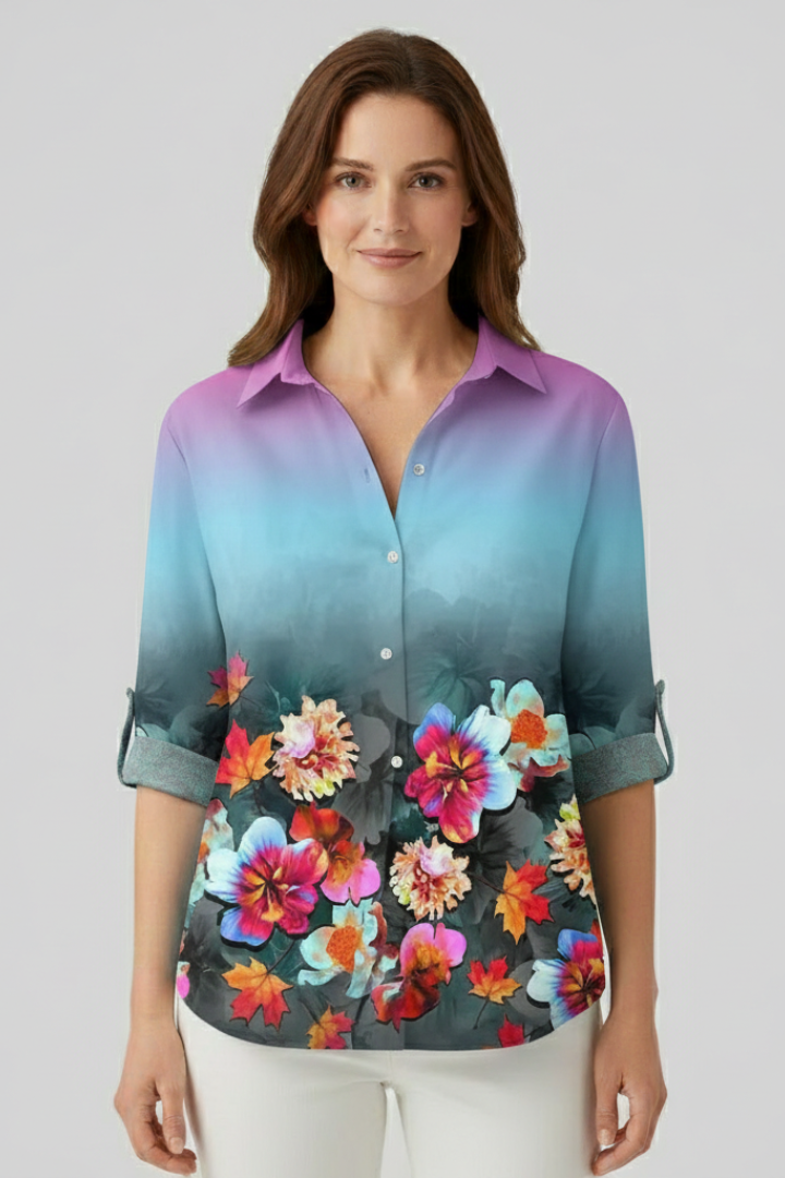 Velorette | Women's Mandala Print Button Blouse