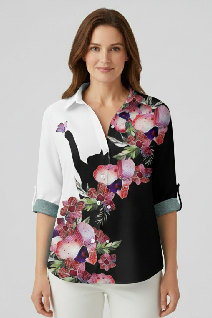 Velorette | Women's Mandala Print Button Blouse