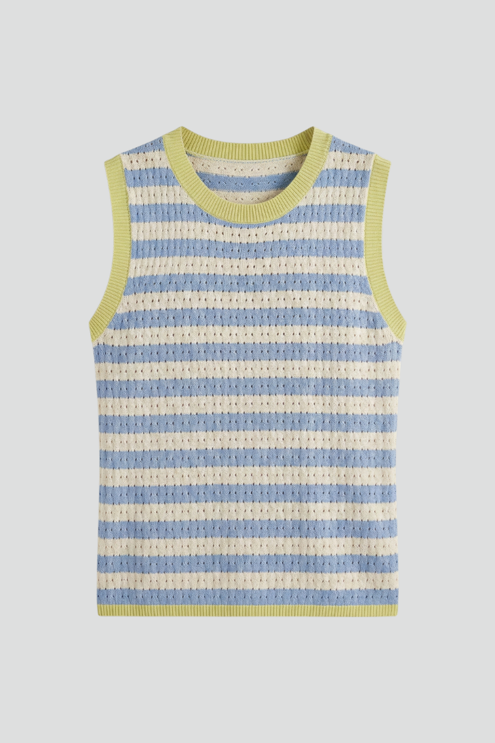 Marvenne | Women's Striped Round Neck Knit Top