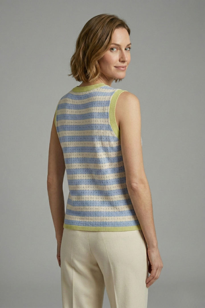 Marvenne | Women's Striped Round Neck Knit Top