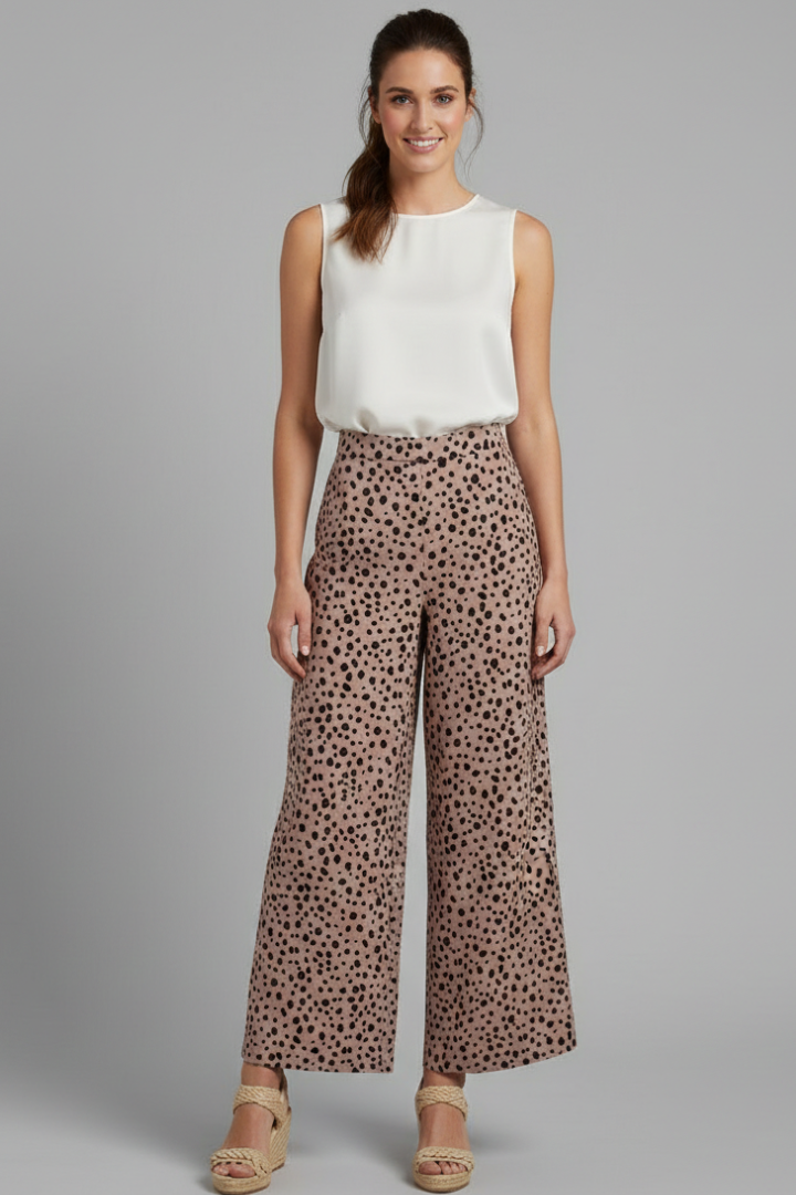 Verossa | Women's High Waist Polka Dot Palazzo Trousers