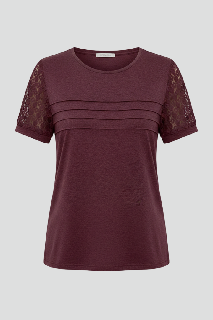 Corvetta | Women's Textured Sleeve Round Neck Tee