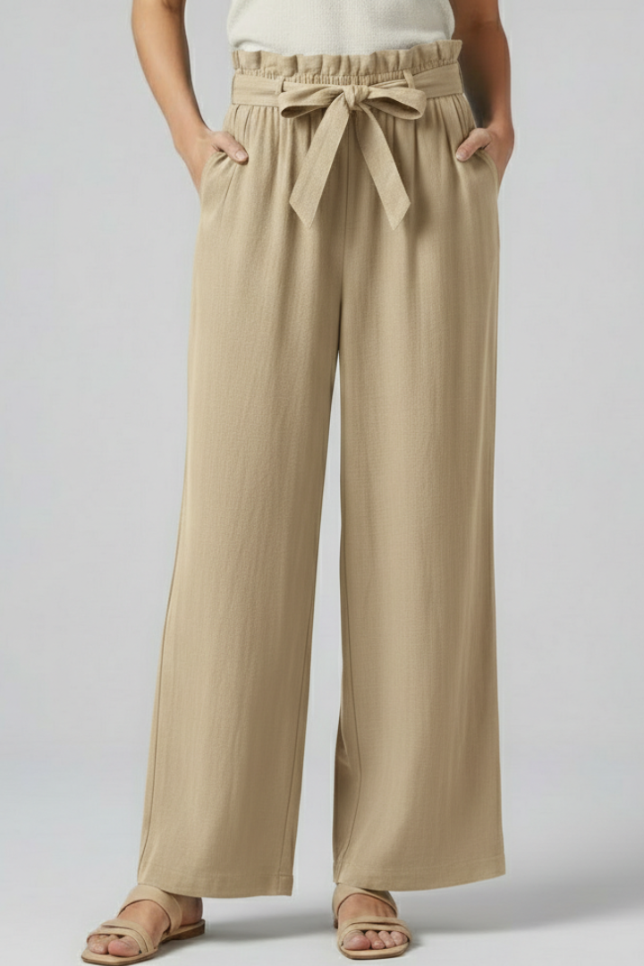 Wrenalie | Women's Elastic Waist Tie Belt Trousers