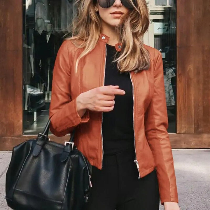 Dianelle | Women's Cropped Faux Leather Jacket