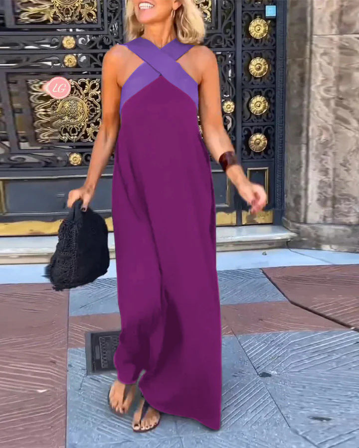 Breathable comfortable crossed maxi dress for women | Aimee -6