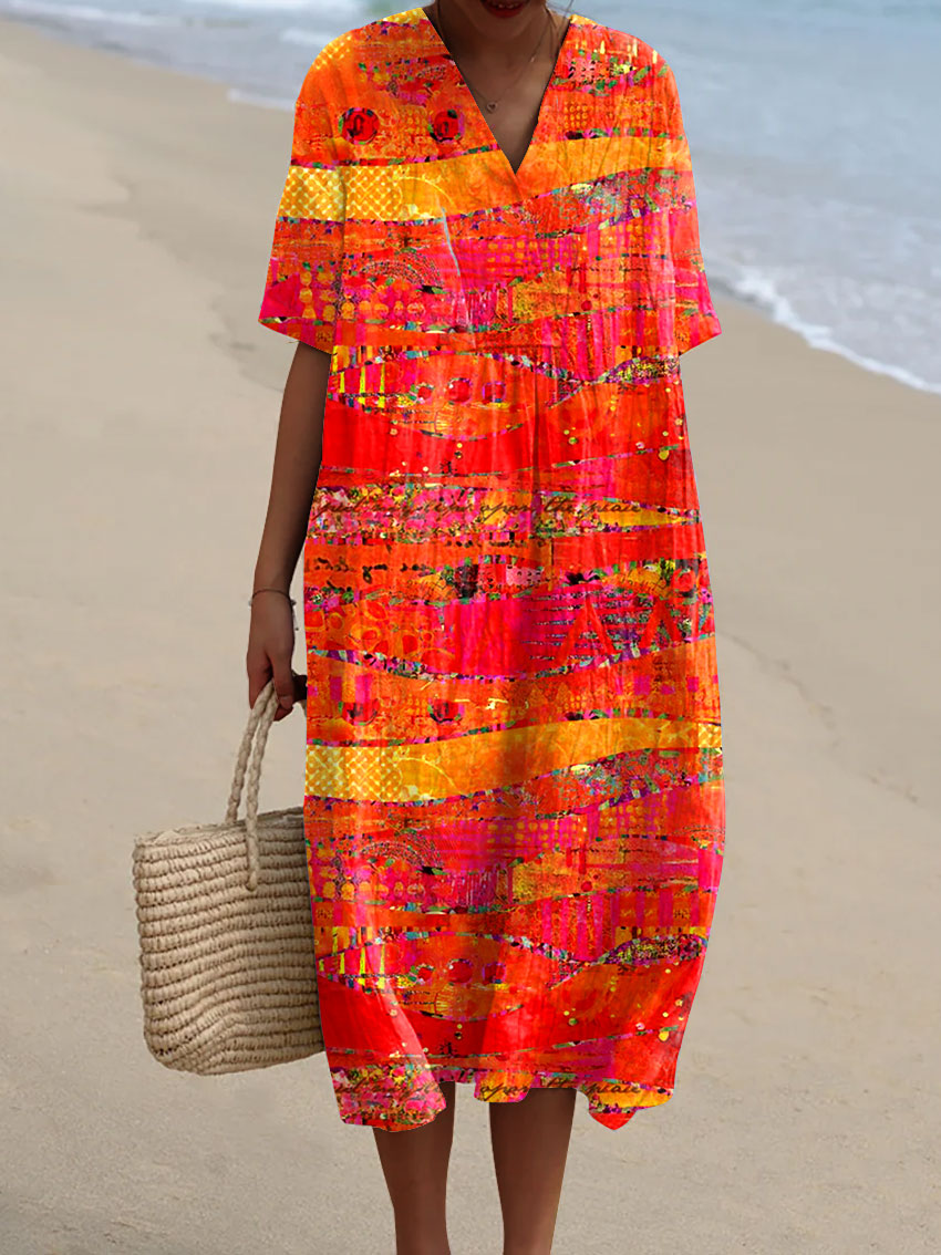 Nerissande | Women's Vintage Print Cotton Linen Set
