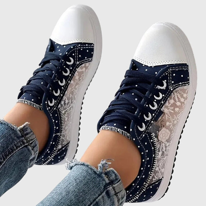 Ava | Women's Lace Up Platform Sneakers with Mixed Fabric