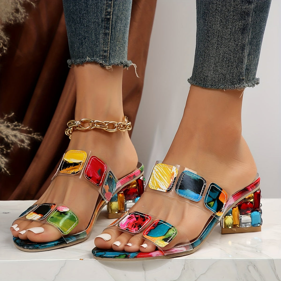 Women's Comfortable  colourful sandals with heel