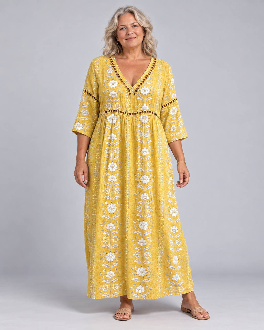 Clementine | Women's Yellow Floral Midi Dress