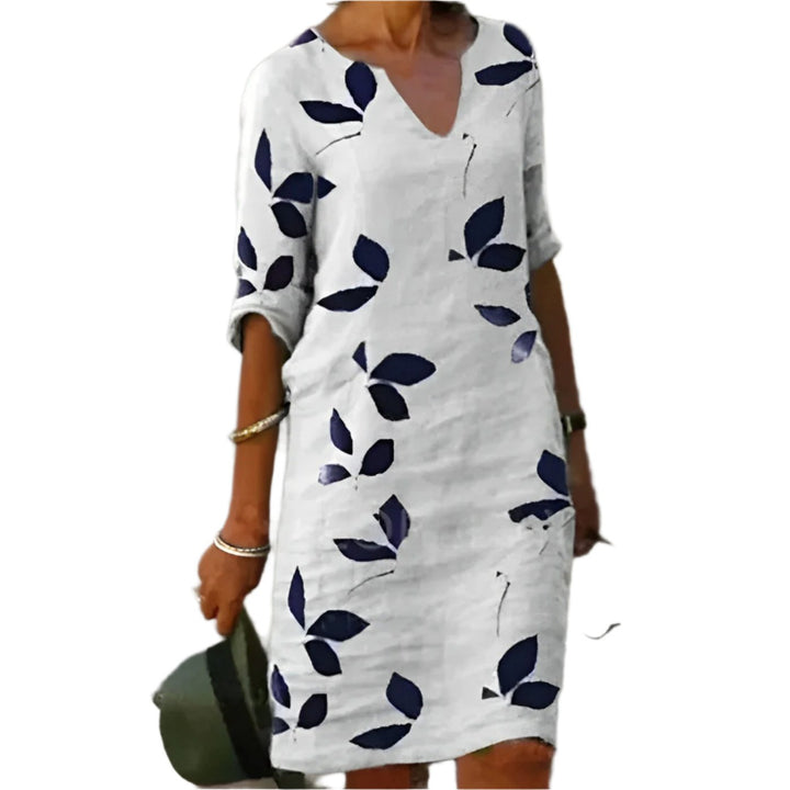 Stunning summer dress with leaf print for women