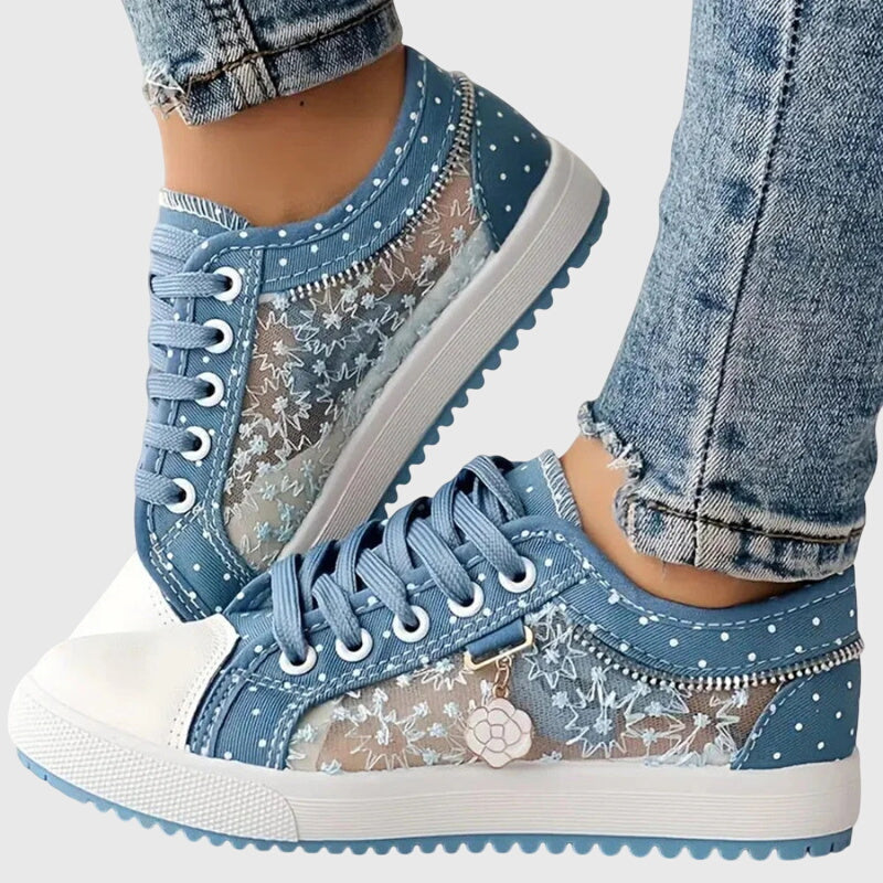 Ava | Women's Lace Up Platform Sneakers with Mixed Fabric