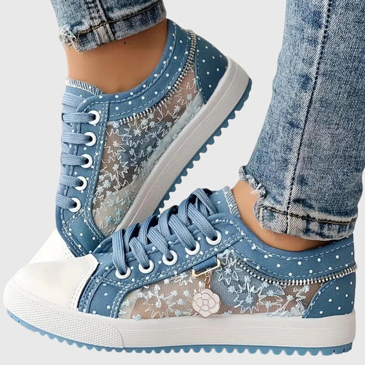 Ava | Women's Lace Up Platform Sneakers with Mixed Fabric
