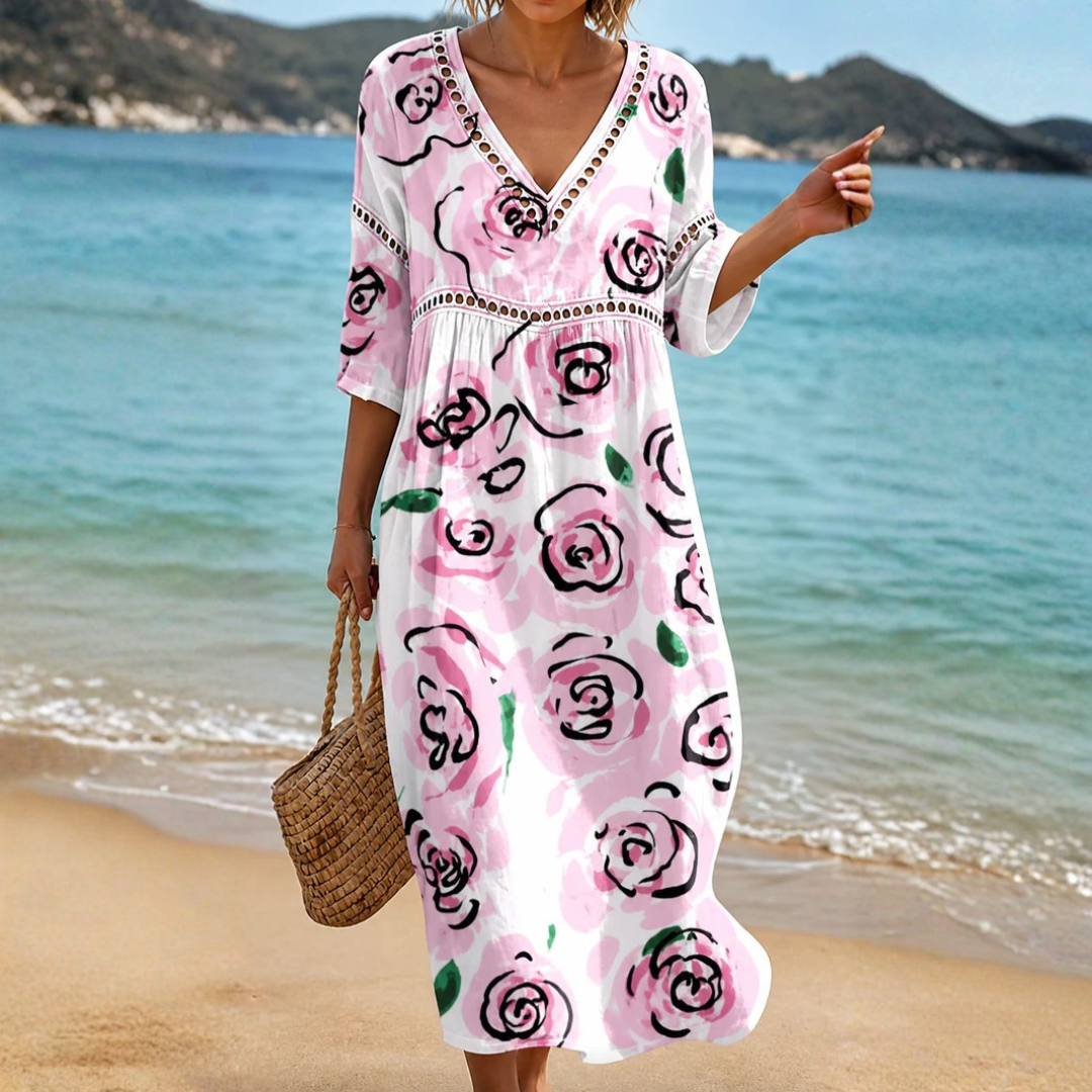 Biancalise | Women's Floral Print Flowing Midi Dress