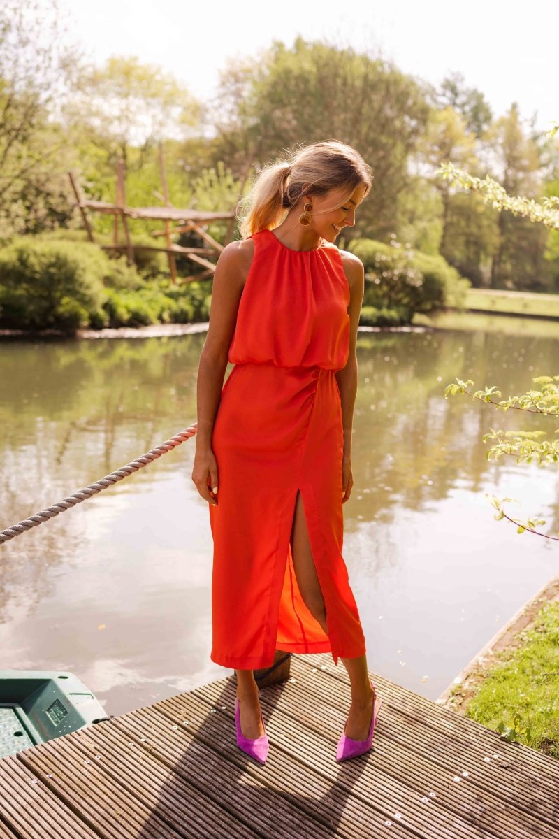 Mila | Women's Sleeveless Round Neck Midi Dress with Split