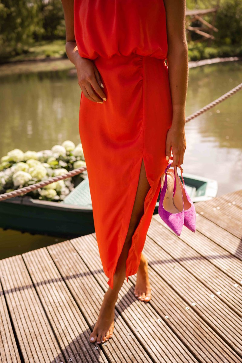 Mila | Women's Sleeveless Round Neck Midi Dress with Split