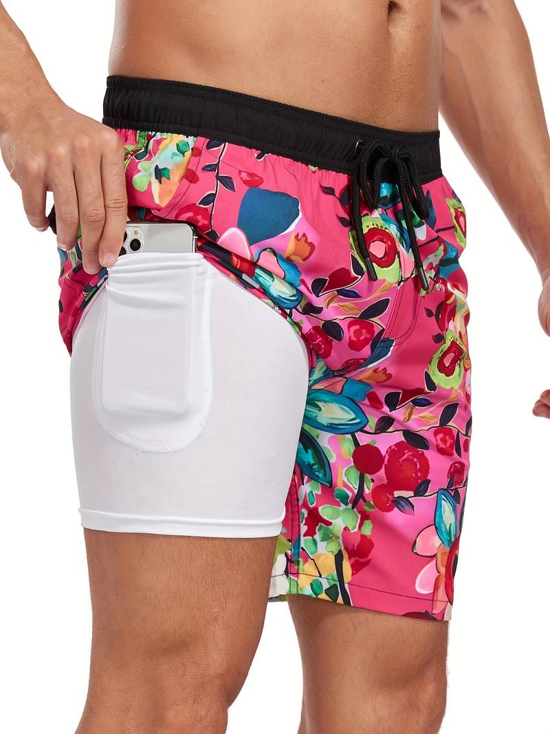 Men's beach trunks with inner shorts