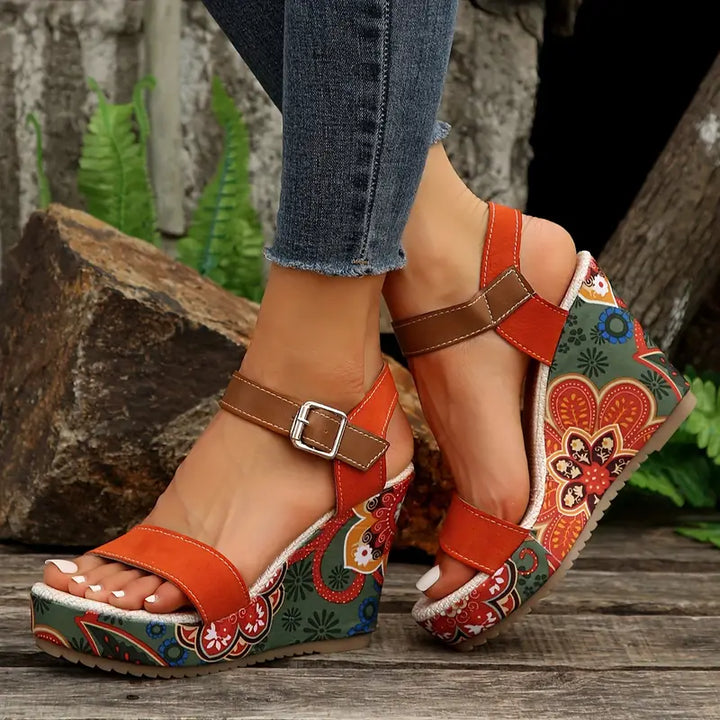 Women's casual floral print sandals