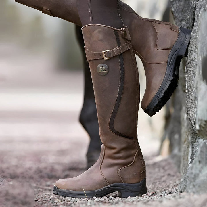 Ondrelle | Women's Leather Knee High Riding Boot with Buckle
