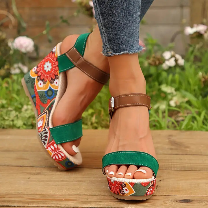 Women's casual floral print sandals