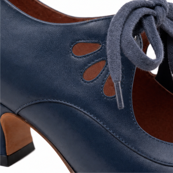 Marivelle | Women's Leather Mary Jane Block Heel Pumps
