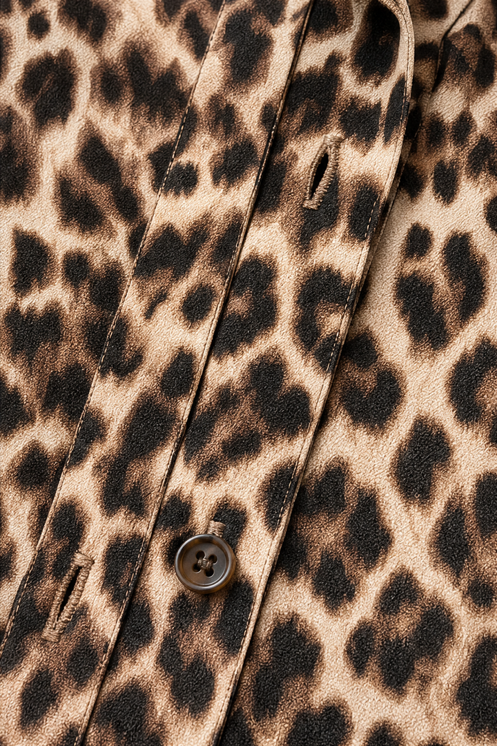 Elena | Women's Leopard Print Wrap Long Sleeve Maxi Dress