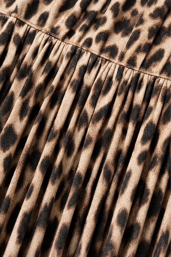 Elena | Women's Leopard Print Wrap Long Sleeve Maxi Dress