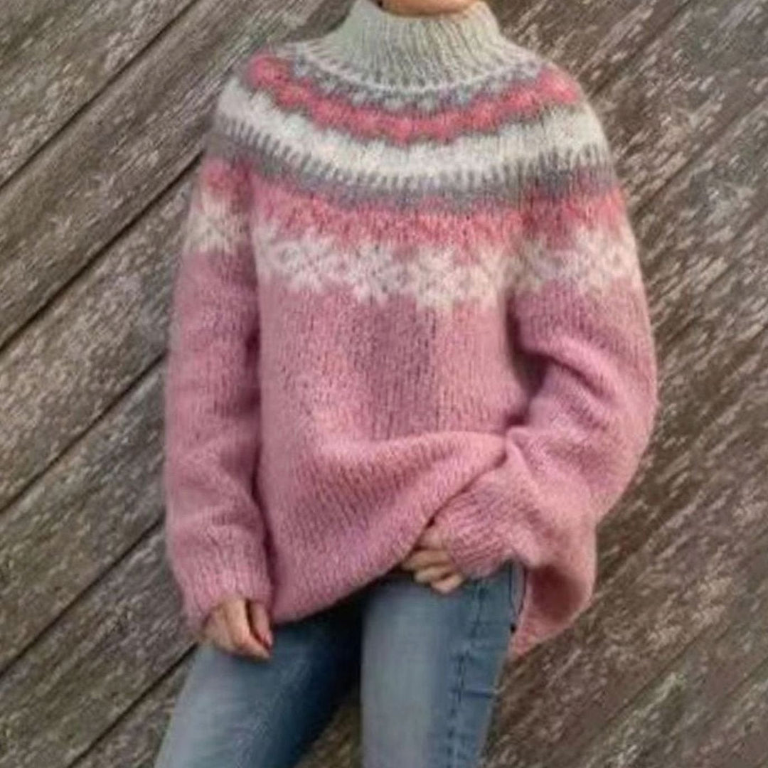 Ingrid | Women's Fair Isle Yoke Crewneck Sweater