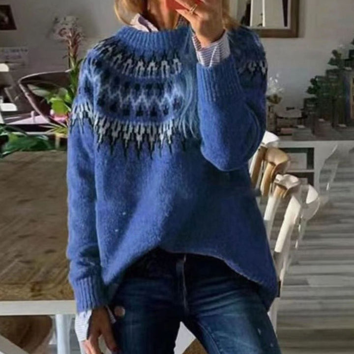Ingrid | Women's Fair Isle Yoke Crewneck Sweater