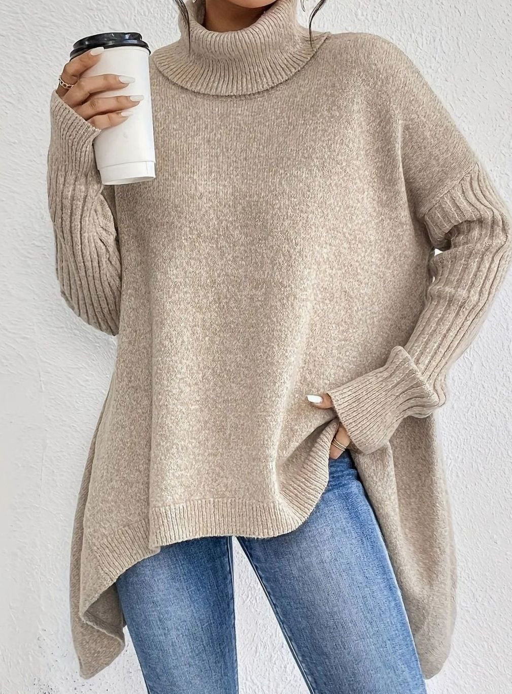 Isolde | Women's Oversized Longline Turtleneck Sweater