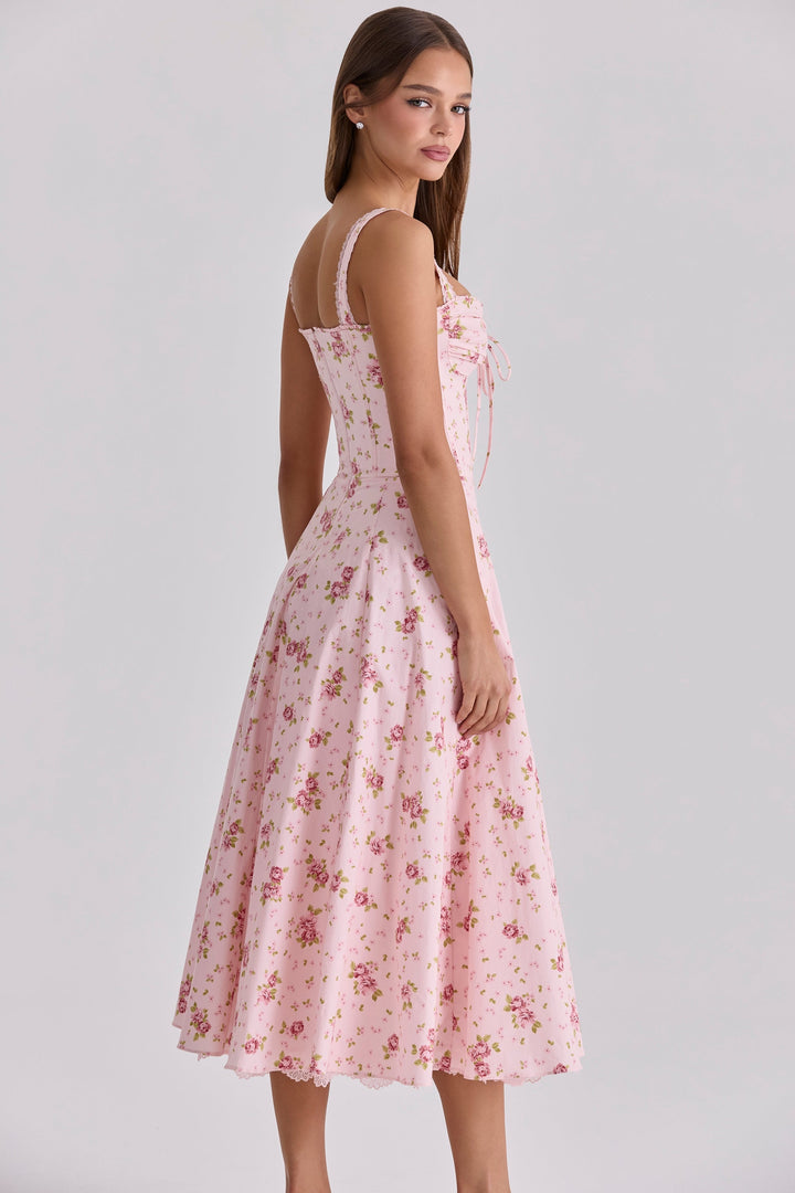 Floral sweetheart wedding-guest midi dress for women -12
