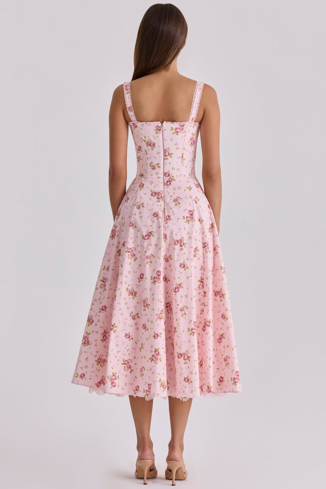 Floral sweetheart wedding-guest midi dress for women -13