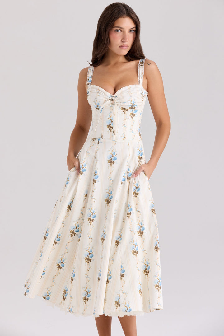 Floral sweetheart wedding-guest midi dress for women -14