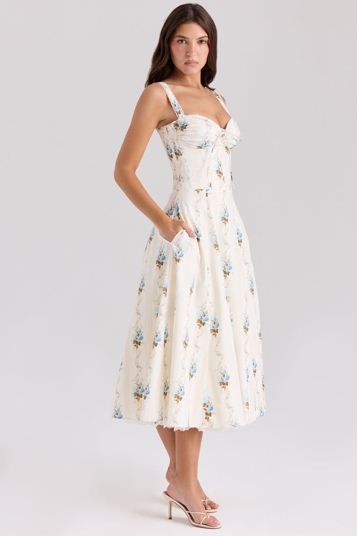 Floral sweetheart wedding-guest midi dress for women -15