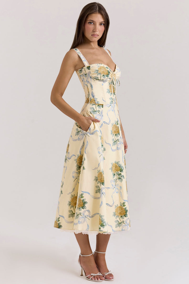Floral sweetheart wedding-guest midi dress for women -18