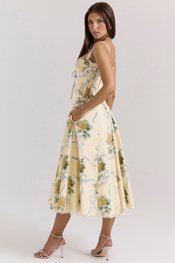 Floral sweetheart wedding-guest midi dress for women -19