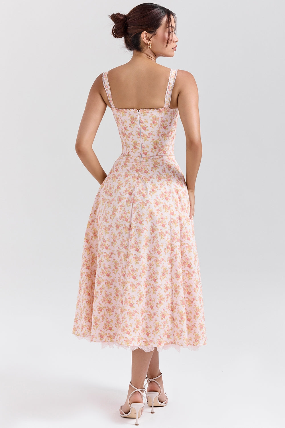 Floral sweetheart wedding-guest midi dress for women -24