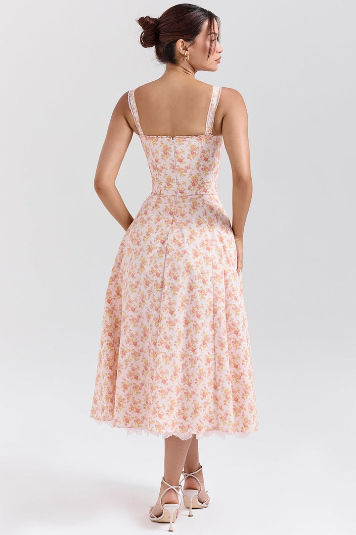 Floral sweetheart wedding-guest midi dress for women -24