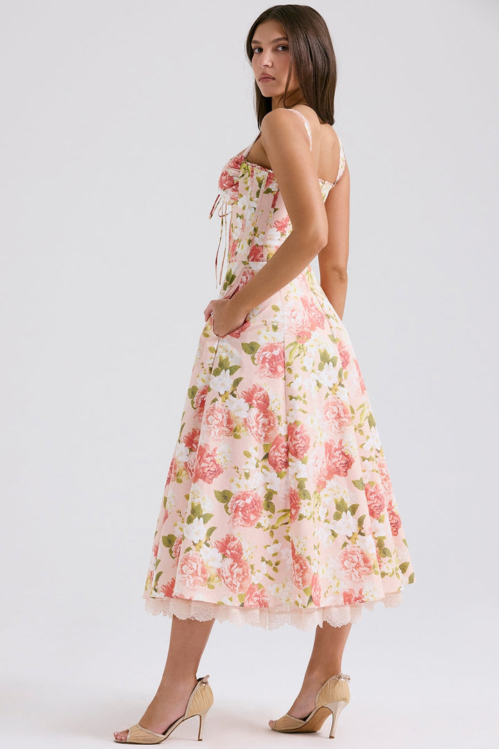Floral sweetheart wedding-guest midi dress for women -26