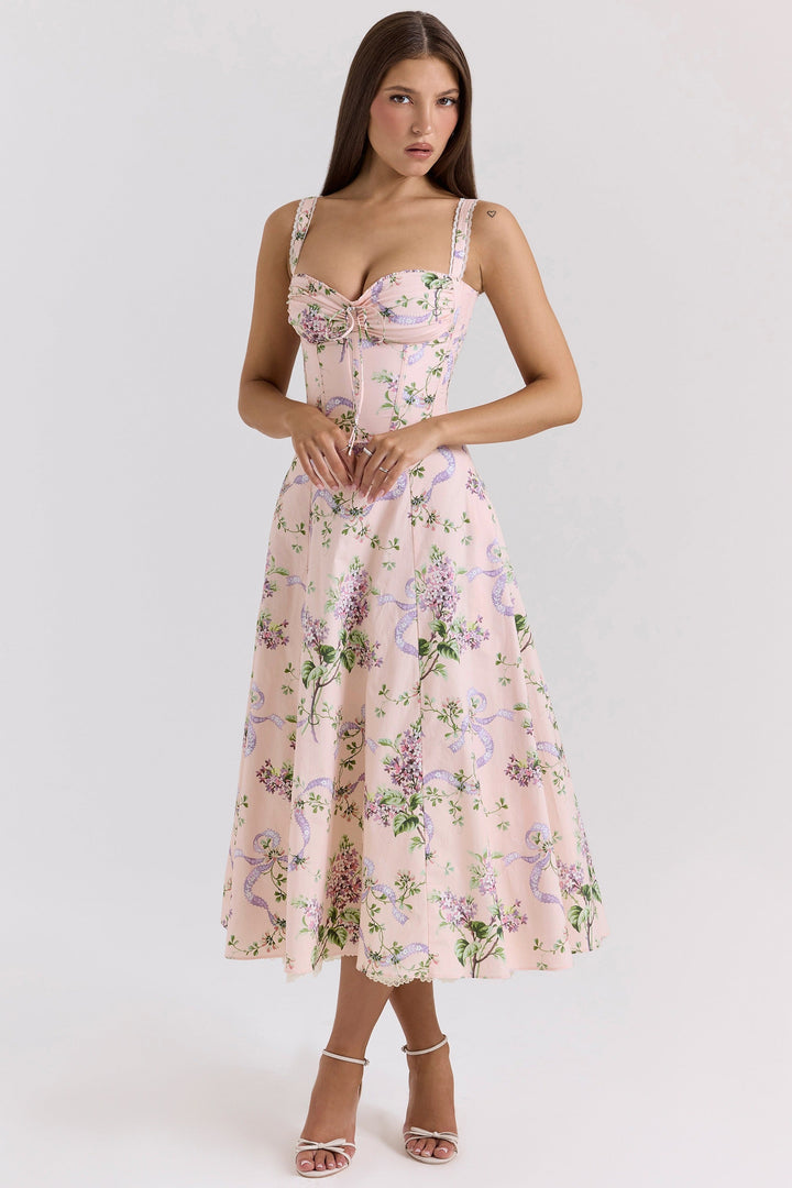 Floral sweetheart wedding-guest midi dress for women -3