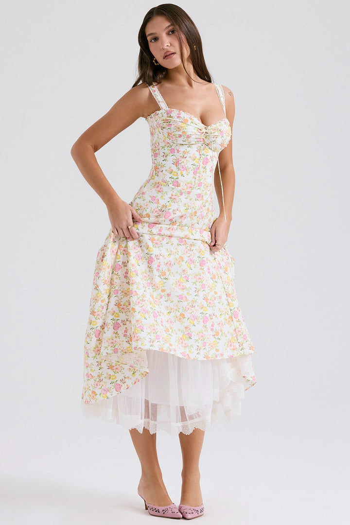 Floral sweetheart wedding-guest midi dress for women -30