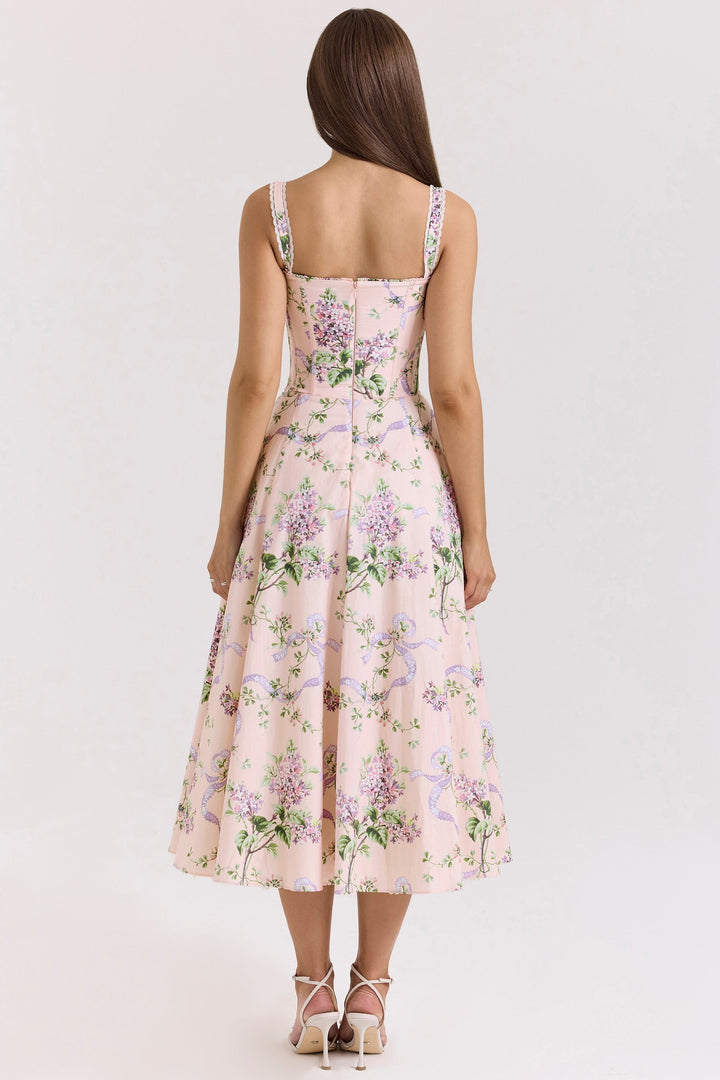 Floral sweetheart wedding-guest midi dress for women -4