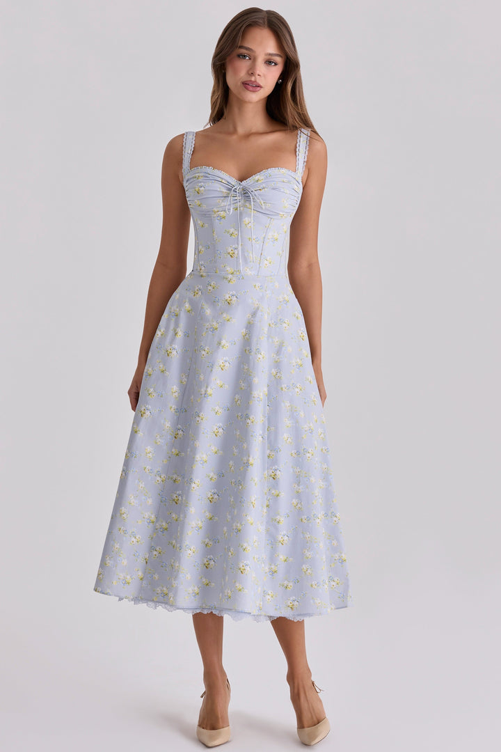 Floral sweetheart wedding-guest midi dress for women -5