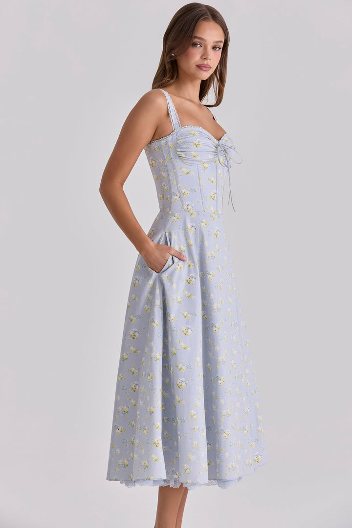 Floral sweetheart wedding-guest midi dress for women -7