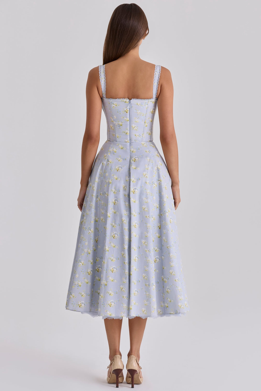 Floral sweetheart wedding-guest midi dress for women -8