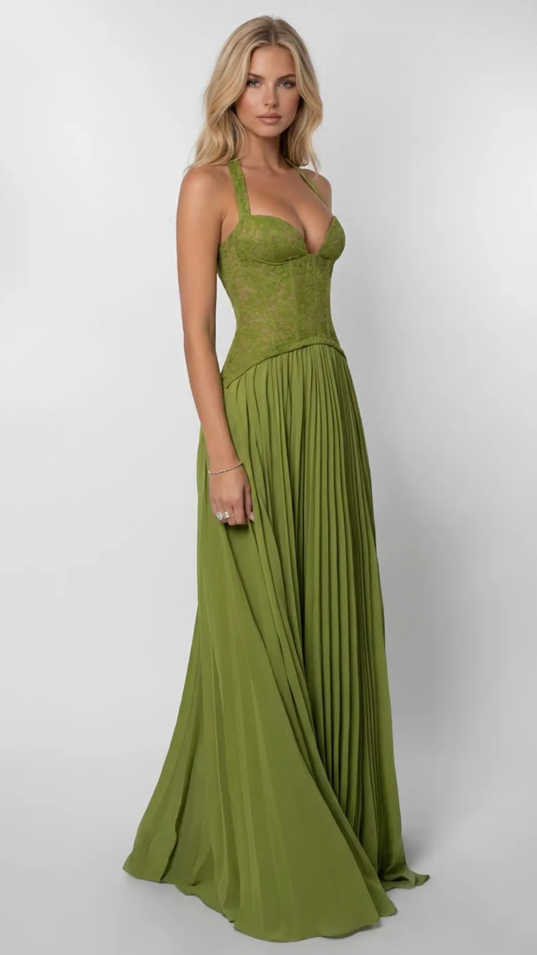Halter corset cocktail maxi dress for women -2
